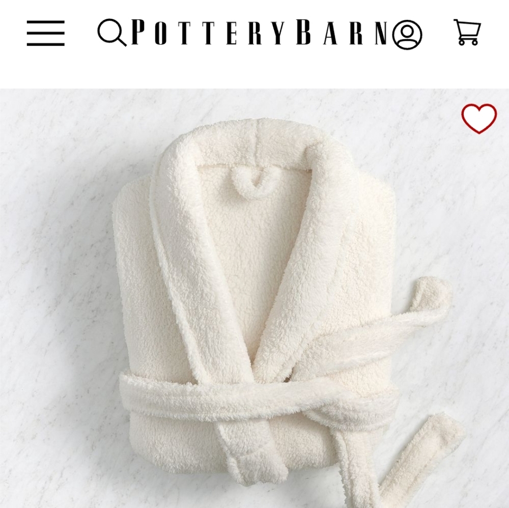 Pottery Barn Teddy Bear Robe & Matching Slippers Set